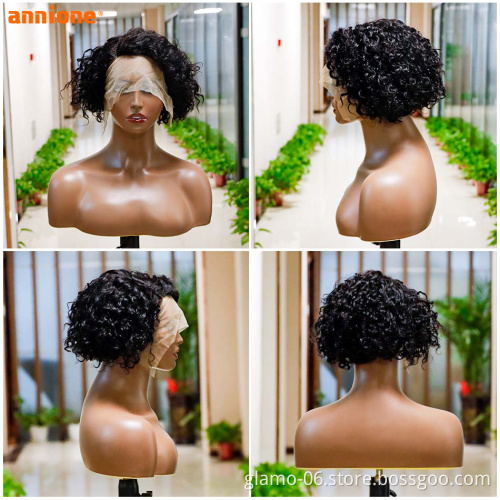 Perruque pixie cut human hair wig for black women,wholesale glueless 13x4 LACE FRONT peruvian bob wig,short HAIR pixie curls wig